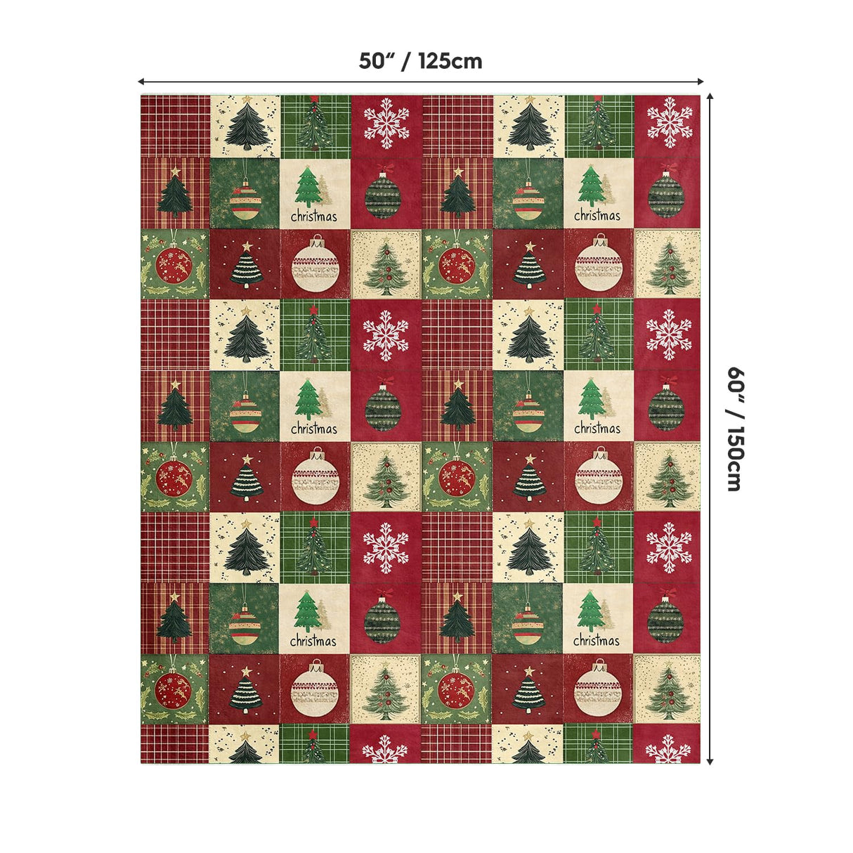 Horaldaily Christmas Flannel Blanket Throw, Red Green Checkered Tree Snow Ornaments Soft Fuzzy Plush Cozy Fleece Blankets for Couch Sofa Bed Lounging, Ideal Gifts for Kids Adults Wife Self, 50x60 Horaldaily