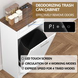 Single 10 Gallon Tilt Out Trash Can Cabinet with Deodorizing Function, Wooden Hidden Garbage Can Holder with Storage Drawers for Kitchen and Dining Room, Laundry Hamper Cabinet for Bathroom, White jmhdyg