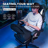 GTPLAYER Gaming Chair, High Back Leather Computer Gaming Chair with Footrest, Ergonomic Height Adjustable Office Chair with Removable Cover and Lumbar Support for Gaming and Work (White) GTPLAYER