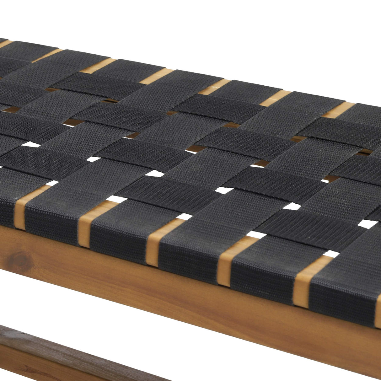 Christopher Knight Home Jeffery Outdoor Acacia Wood Bench with Rope Seating, Black and Teak 61x13.75x16.25 inches Christopher Knight Home