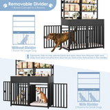 Keyluv 71''H x 47.2''W Large Dog Crate Furniture with 4-Tier Shelves and 2 Storage Drawers, Heavy Duty Dog Cage Furniture with 2 Doors, Wood & Metal Dog Kennel Indoor for Small/Medium/Large Dog, Black Keyluv