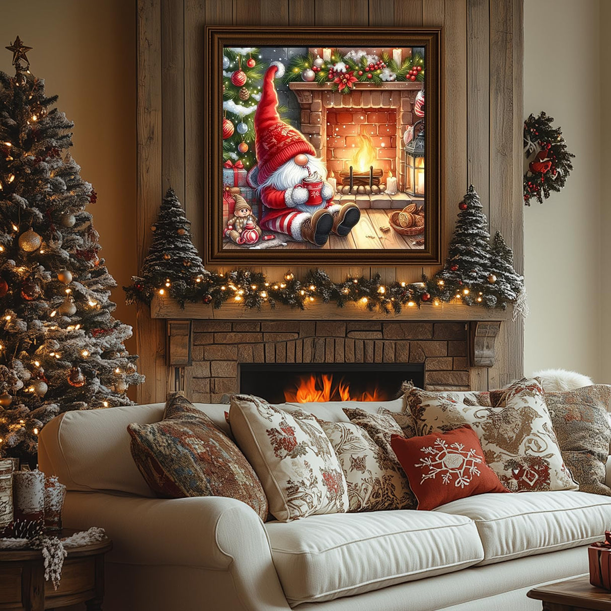 Christmas Gnome Paint by Number Kits for Adults, Christmas Paint by Numbers Kit for Adults, Painting by Numbers, Easy Oil DIY Crafts Home Wall Decor 16x16 in HMZephitiquc