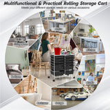 COSTWAY 12-Drawer Rolling Storage Cart, Moveable Art Craft Organizer W/Lockable Wheels, Metal Shelf, Files Arrangement Tools Makeup Storage Cart for Office, Home, School (Black) COSTWAY