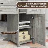 Farmhouse 47" Executive Desk, Computer Desk with Drawers and Storage Cabinet, Workstation Computer Desk with Hutch for Home Office Vabches