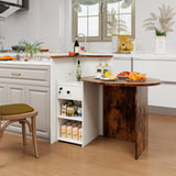 SILKYDRY Reception Desk, Small Retail Checkout Counter with Lockable Drawer and Open Shelves, Wooden Computer Workstation for Home Office Lobby, White Oval Desktop & Brown Counter SILKYDRY