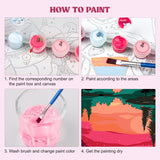 MXJSUA 4 Pack Moonlight Mountain Lake Framed Paint by Numbers Kit with Canvas for Adults Beginner, DIY Acrylic Oil Painting Kits with Brushes for Home Wall Decor Gift (8x10 inch) MXJSUA