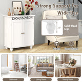 Tangkula Classic White Bathroom Storage Cabinet with Adjustable Shelf and Solid Wood Legs Tangkula