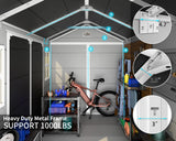 CDCASA 8x6 FT Resin Storage Shed, Waterproof Large Outdoor Shed with Floor & Lockable Door & 2 Windows, Vent, Plastic Tool Shed for Outside, Backyard, Patio, Poolside, Bike, Dove Grey CDCASA