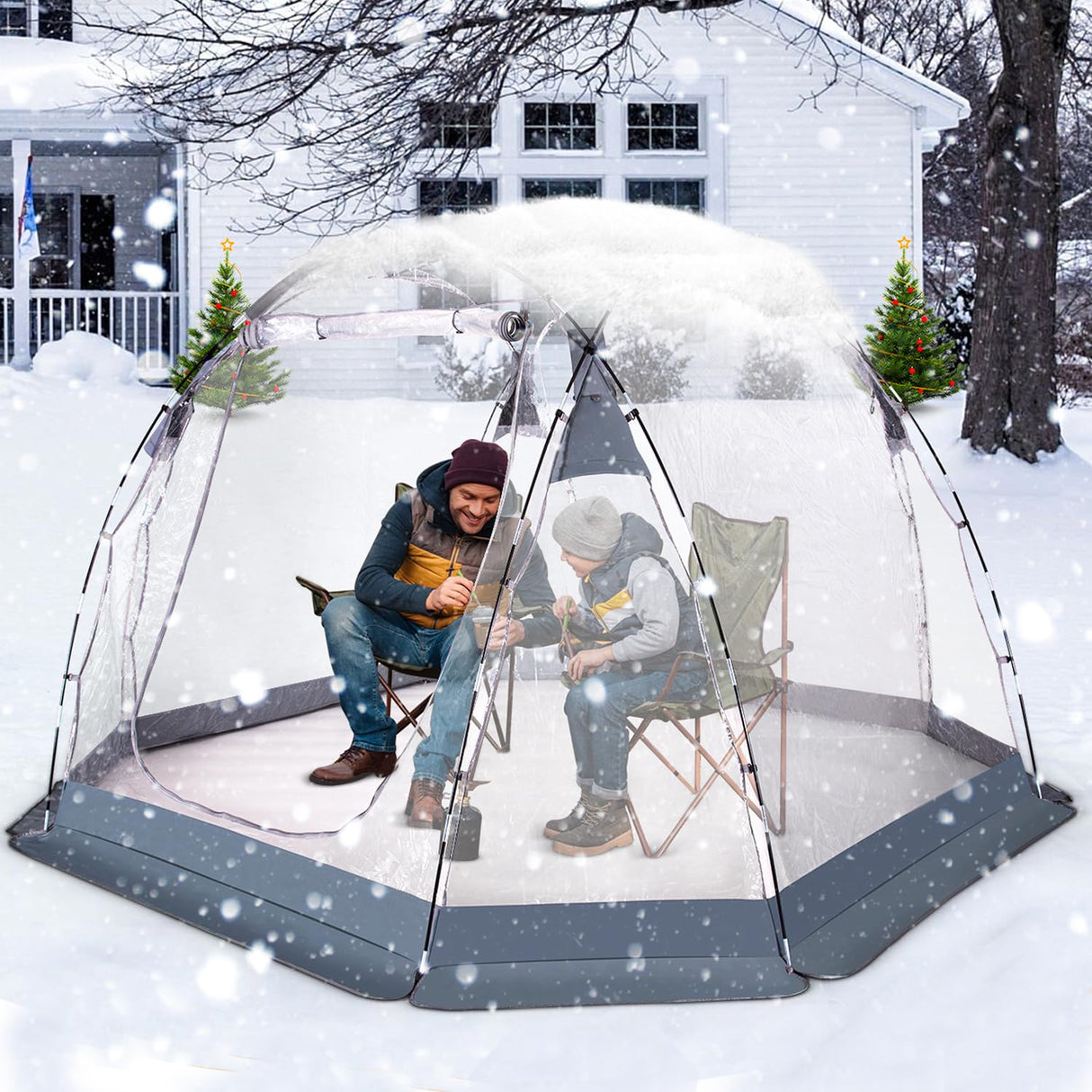 Clear Bubble Tent, ZXPLO 4-6 Person Gazebo Screen House Room, 10'x10' Sports Tent, Weather Proof Cold Protection Tent for Sports, Outdoor, Backyard, Patios ZXPLO