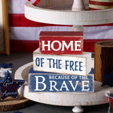 Huquary 4 Pcs Farmhouse 4th of July Patriotic Table Sign Independence Day Table Wood Decorations Patriotic Themed Rustic Farmhouse Wood Block Sign for Party Home Desk (Retro Star) Huquary