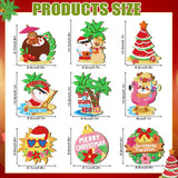 9 Pcs Christmas in July DIY Diamond Art Painting Kit Summer Beach Santa Tree Tabletop Diamond Art Painting Craft Ornament for Tropical Christmas Luau Party Decorations Briwooody
