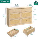 YITAHOME Rattan Dressers & Chests of Drawers, 6 Drawer Modern Closet Dresser, Wood Color YITAHOME