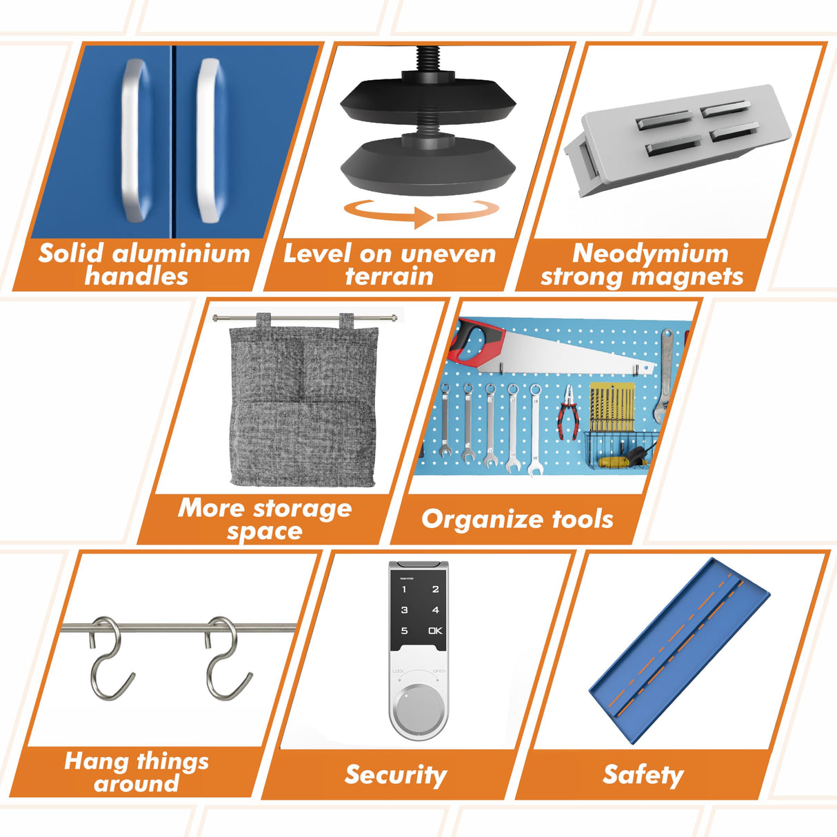 METALTIGER Metal Storage Cabinet with Digital Lock | Garage Storage Cabinet | Pegboard | 71" Lockable Tool Cabinet | Locking Cabinets (Dark Blue) METALTIGER