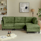 Portaforta 100" Oversized Sectional Couches for Living Room, Modular Sectional Sofa Couch, Modern Linen L Shaped Couch, 4 Seater Convertible Sofa for Living Room Apartment Office, Green Portaforta