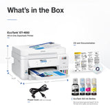 Epson EcoTank ET-4850 Wireless All-in-One Cartridge-Free Supertank Printer with Scanner, Copier, Fax, ADF and Ethernet – The Perfect Printer Office - White, Medium Epson