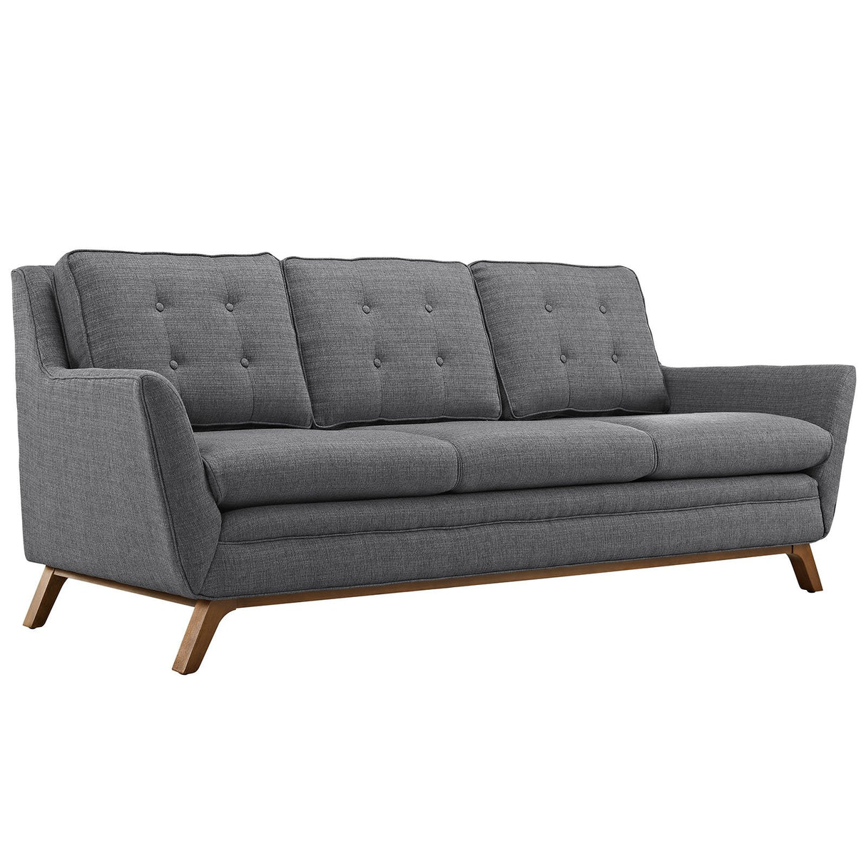 Modway Beguile Mid-Century Modern Sofa With Upholstered Fabric In Gray Modway