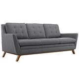 Modway Beguile Mid-Century Modern Sofa With Upholstered Fabric In Gray Modway