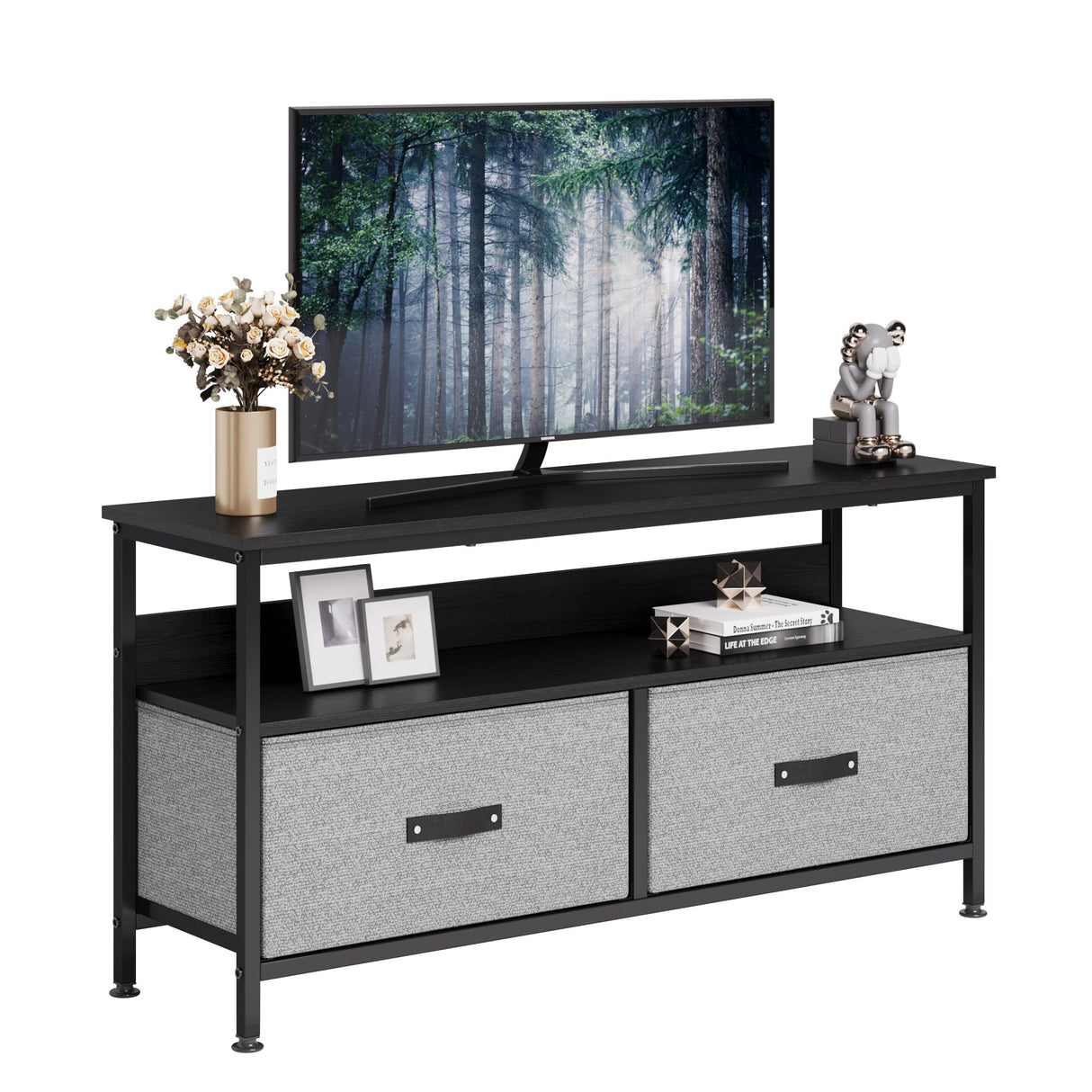 IDEALHOUSE Dresser TV Stand, Entertainment Center with Storage, 50 Inch TV Stand for Bedroom Small TV Stand Dresser with Drawers and Shelves, TV & Media Console Table Furniture for Living Room, Grey IDEALHOUSE