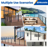Muzata Aluminum Black Side Mount Cable Railing Post 36 Inch 36"X2"x2" Level Drilled Space-Saving Cable Railing System Kit Indoor Outdoor Seaside with Paper User Guide PW02 BHAS Muzata