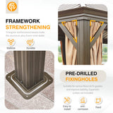 YOLENY 12' x 16' Hardtop Gazebo with Galvanized Steel Double Roof, Pergolas Aluminum Frame, Netting and Curtains Included, Metal Outdoor Gazebos for Garden, Patios, Lawns, Parties YOLENY