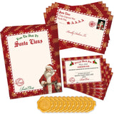 JarThenaAMCS 25Pcs Christmas Official Letters From Santa Set Include 5Pcs Vintage Gold Snowflake Writing Paper 5Pcs Certificates 5Pcs Envelopes 10 Stickers For Mailbox Family Party Favors JarThenaAMCS