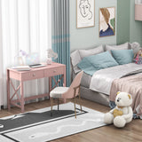 WiberWi Home Office Desk with Drawers, Modern Writing Computer Desk for Bedroom, Small Pink Makeup Vanity Table Desk for Girls, Study Table for Home Office WiberWi