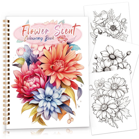 Tlenpo Floral Coloring Books for Adults, Perfect Stress-Relieving Spiral Bound Books Fun to Color, Single-Sided Print, Anxiety Relief Gifts Relaxation with 50 Coloring Pages Tlenpo