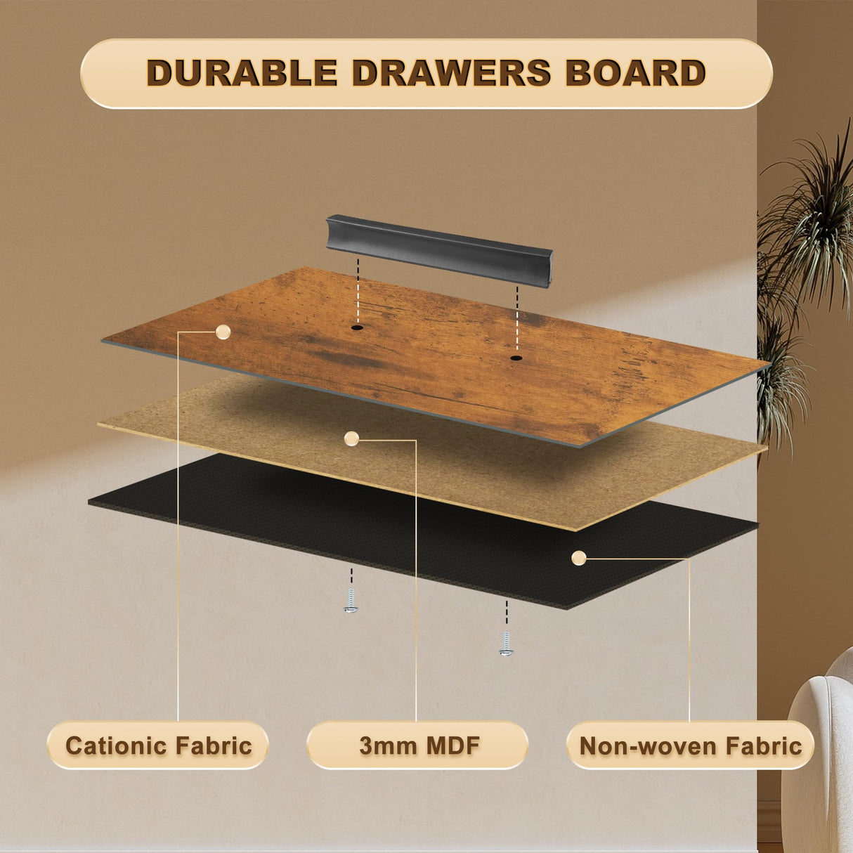 EKNKOZY Computer Desk with 3 File Cabinet Drawers, 57.8'' Reversible Gaming Desk, Office Desk with Storage Shelves and Dual Monitor Stand for Home & Office (Rustic Brown) EKNKOZY