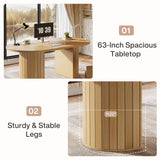 Tribesigns 63-Inch Executive Desk, Modern Home Office Desks Computer Writing Table, Small Conference Table, Oak Tribesigns
