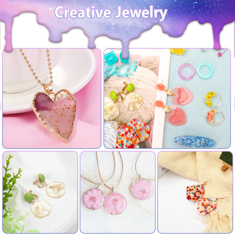 UV Resin Jewelry Making Kit, 300g Crystal Clear Resin with Light and Molds, DIY Jewelry Making Kit, Resina Starter Kit for Keychain and Earring KISREL