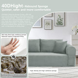 83" Modern Sofa in a Box, No Assembly Oversized 3 Seater 28" Deep Seat Cloud Sofa Bed Couch with 4 Furry Pillows & Corduroy Fabric, Boneless Couch with Side Storage Pockets for Living Room, Light grey Zyerch