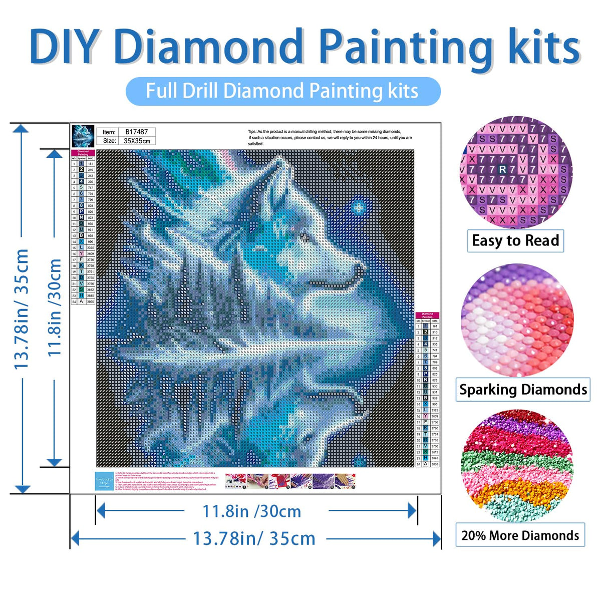 NWQZBYHT Forest Wolf Diamond Art Kits for Adults,5D Diamond Painting Kits for Adults,Round Full Drill Diamond Dots Gem Painting Kits for Beginner Picture Crafts Home Wall Decor 13.78x13.78 Inch NWQZBYHT