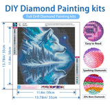 NWQZBYHT Forest Wolf Diamond Art Kits for Adults,5D Diamond Painting Kits for Adults,Round Full Drill Diamond Dots Gem Painting Kits for Beginner Picture Crafts Home Wall Decor 13.78x13.78 Inch NWQZBYHT