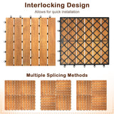 Tangkula 27 PCS Interlocking Deck Tiles, 12" x 12" Acacia Wood Floor Tiles for Patio, Balcony, Garden Indoor, 27 Sq. Ft Flooring Pavers Outdoor Waterproof, Tools Free Assembly (Stripe) Tangkula