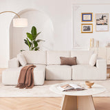 Huatean Home 108” Modular Sectional Sofa, Sponge Sectional Sofa Couch for Living Room, Modular L-Shape Sofa Couch with Chaise, Ivory Huatean Home