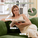 YESER Modular Sectional Sofa Boneless Couch, Cloud Sectional Couches for Living Room, Oversized L Shaped Couch with Deep Seat and Ottoman, Comfy Corduroy Upholstery Green Couches, No Assembly(3S+1O) YESER