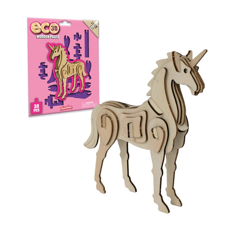 Eco 3D Wooden Puzzle - Unicorn from Deluxebase. Sustainable Wood Animal Puzzle Craft Set. Model Building Kit for Educational Toys and Kids Party Favors. Deluxebase
