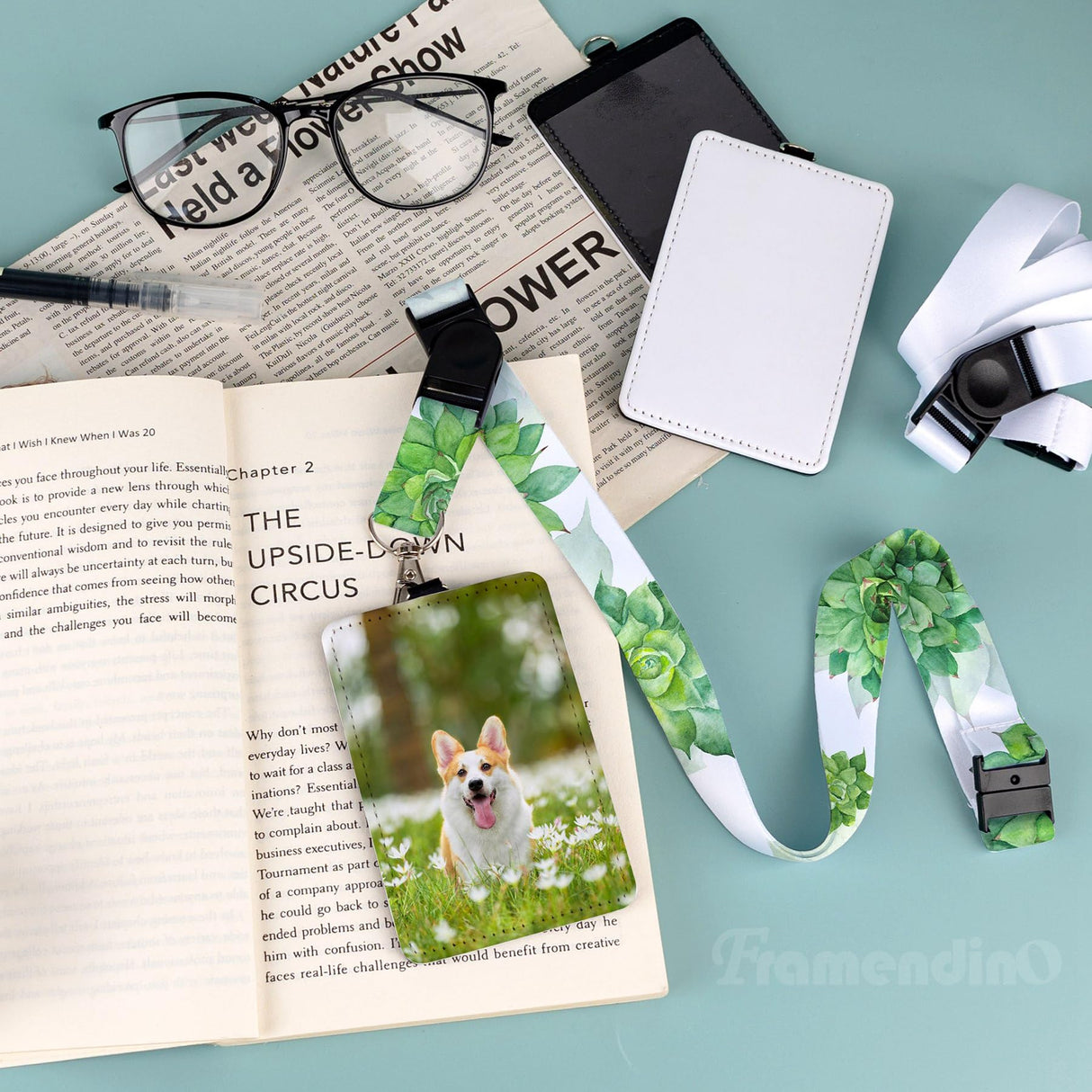 Framendino, 12 Pack Sublimation Work Card Holder with Blank Lanyards, Heat Transfer Blank Leather ID Card Holders Sublimation Lanyards for Office Home Framendino