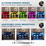 WOOVIVS 39.4" Modern LED Sideboard Buffet Cabinet with Charging Station, High Glossy Cupboard with Motion Sensor Light, Coffee Bar Storage Cabinet with Acrylic Panel for Living Room, Kitchen (Black) WOOVIVS