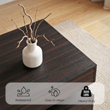 Coffee Table for Living Room, Modern Coffee Table with 2 Storage Drawers, 2 Tier Center Table Wood Coffee Tables with 20 Colors LED Lights, Mesa de Centro para Sala (Black and Brown) MWOOD
