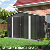 AirWire 9x4 FT Outdoor Storage Shed, Garden Shed with Updated Frame Structure and Lockable Doors, Metal Tool Sheds for Backyard Garden Patio Lawn, Grey AirWire