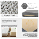 WAROOM Patio Furniture Set Gray Rattan 7 Pieces Outdoor Sectional Sofa PE Wicker Conversation Chairs with Propane Fire Pit Table and Non-Slip Thick Grey Cushion WAROOM