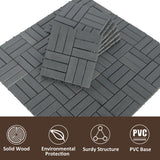 MCombo Interlocking Deck Tiles, Wood Outdoor Flooring, Solid Wood Acacia Deck Tiles for Patio Lawn Garden Balcony and Backyard (Pack of 10, 12" x12") (Light Grey) MCombo