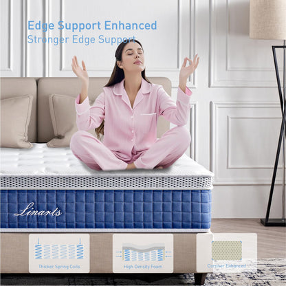 LINARTS Twin Mattress, 12 Inch Twin Size Hybrid Mattress in a Box with Pocket Spring & Soft Knitted Fabric for Comfort, Motion Isolation, Pressure Relief, Edge Support, Improve Sleep, Medium Firm