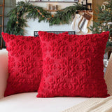 Christmas Pillow Covers 18'' x 18'' Set of 2, Soft Faux Rabbit Fur 3D Embroidery Snowflakes Throw Pillow Covers For Holiday Christmas Decor Sofa, Couch, Party, Invisible Zipper, Skin-Friendly TOYPOPOR