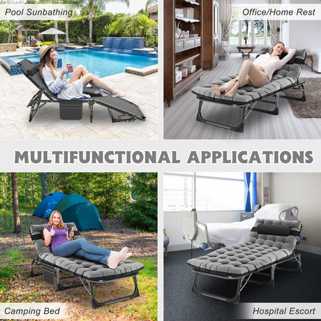 ABORON Chaise Lounge Chair,5 Positions Padded Outdoor Tanning Chair,Heavy Duty Portable Lounge Chair for Outdoor Sunbathing Patio Pool Lawn Deck Poolside,Support up to 440 Lbs ABORON