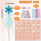 67 Pcs Make Your Own Princess Wand Kit Include 20 Pcs Wooden DIY Fairy Wand 20 Pcs Ribbons and 20 Mesh with 7 Pcs Gem Stickers for Kids Halloween Cosplay Accessories DIY Art Craft Making Plukeen