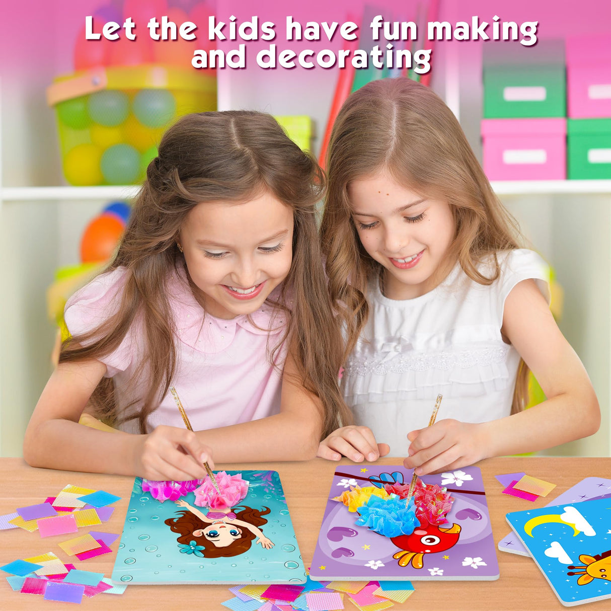 Poke Art Kit for Girls - No Mess Art Craft Activity, DIY Poke Hands Art for Kids, Creative Sensory Toy Set, Birthday Xmas Gifts for Ages 3 4 5 6-8 Year Old Girls Toys Beauwow