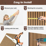 QUEENLINK Wood Slat Wall Panels, 2 Pack Acoustic Panels 47.2" × 23.8", 3D Fluted Sound Absorbing Wall Panel for Home & Office Decor, Noise Reducing Interior Wall Treatment (Oak) QUEENLINK