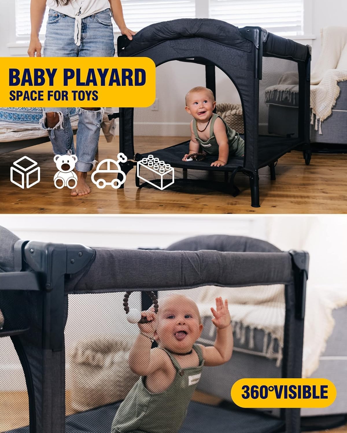 BEKA 4 in 1 Baby Bassinet Bedside Sleeper, Baby Bedside Crib 4 Functions, Bedside Bassinet Crib Sleeper, Playard, Changing Table, Baby Bassinet for Newborn Baby BEKA